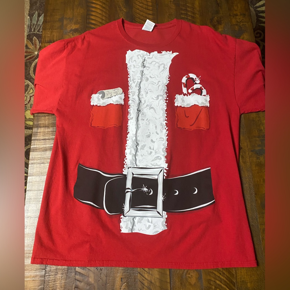 Santa Shirt Sz XL Fruit of the Loom Red Cotton T-Shirt